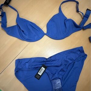 Cuup blue bathing suit 2 tops and one bottom
